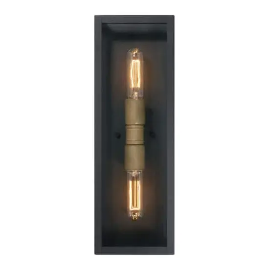 Hello Honey&reg; Lloyd Matte Black Modern Minimalist Metal & Glass Wall Mounted Outdoor Light {7}
