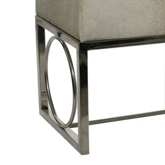 Silver Stainless Steel Contemporary Bench, 17' x 48" x 18" {6}