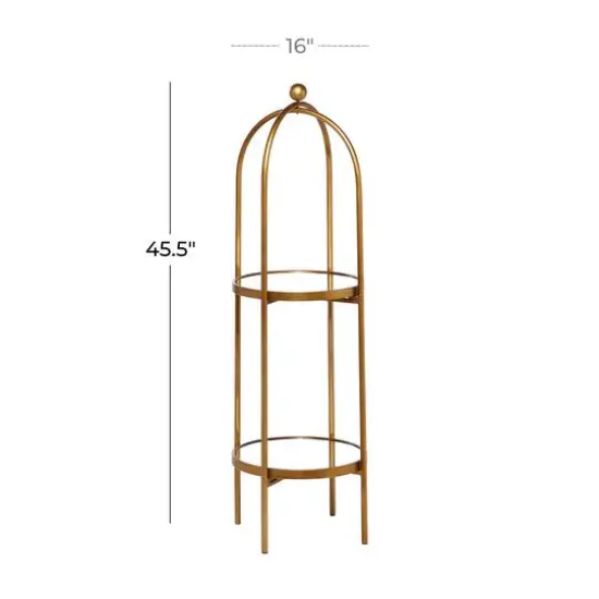 Gold Metal Glam Standing Mirror Shelves, 46" x 16" x 18" {7}