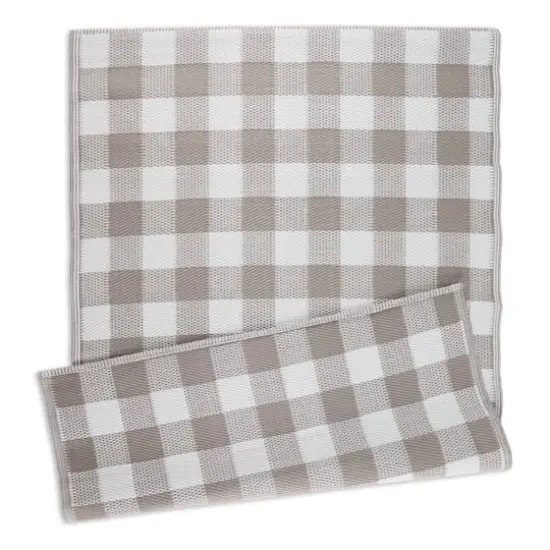 DII&reg; Buffalo Check Outdoor Rug, 4ft. x 6ft. Stone/White {1}