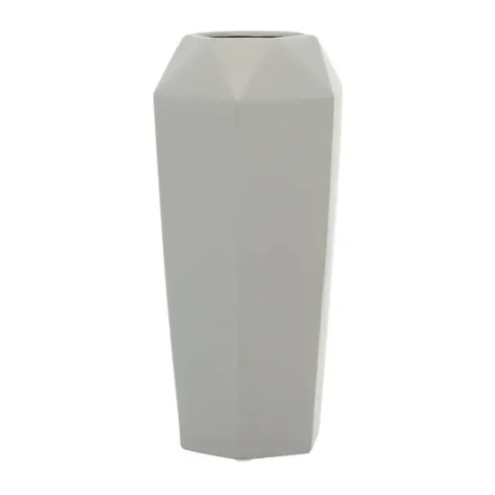 14" Light Gray Matte Stoneware Contemporary Vase {1}
