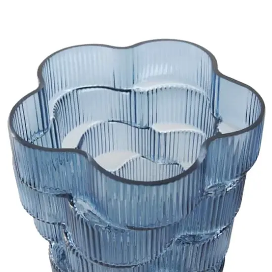 Blue Glass Stacked Flower Shape Vase, 2ct. {5}