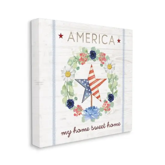 Stupell Industries America My Sweet Home Daisy Wreath Canvas Wall Art {4}