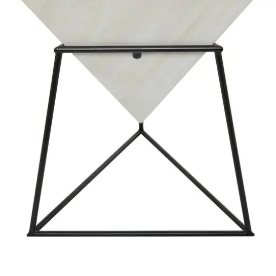 24" Metal Modern Accent Table White on Black {5}