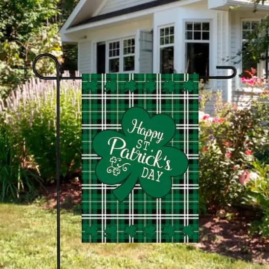 Happy St. Patrick's Day Plaid Outdoor Garden Flag 12.5" x 18" {4}