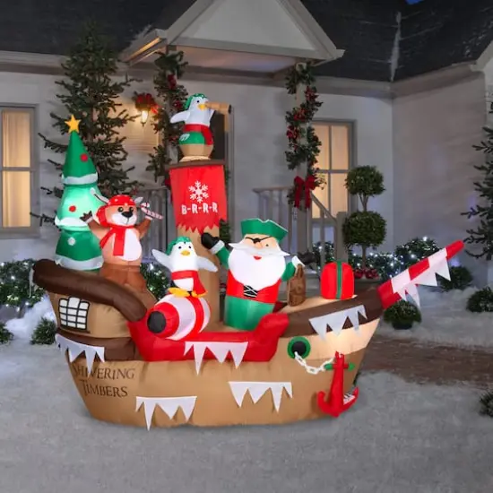10ft. Airblown&reg; Inflatable Giant Christmas Pirate Ship {3}