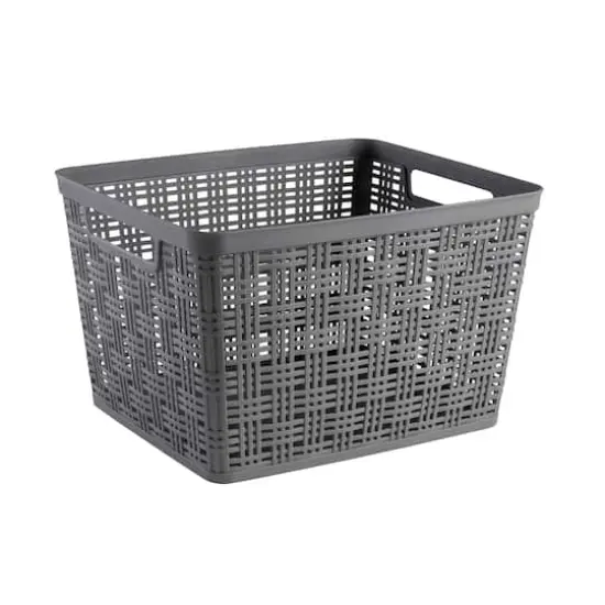Gray Plastic Wicker Storage Basket by Simply Tidy&reg; {1}