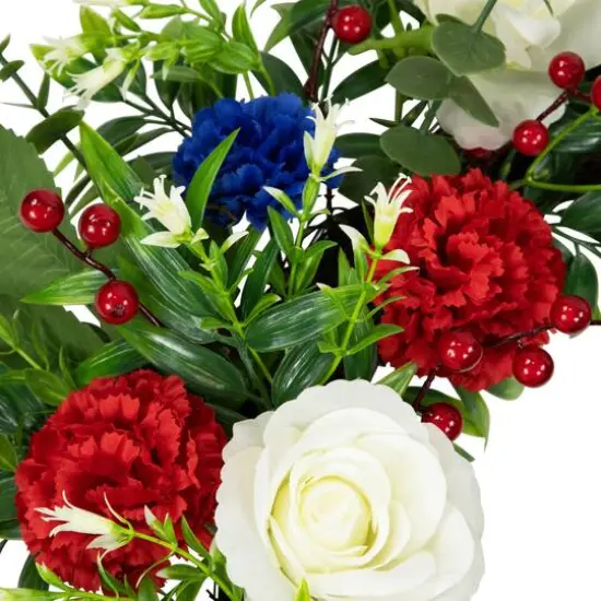 24" Carnation & Rose Artificial Americana Wreath {6}