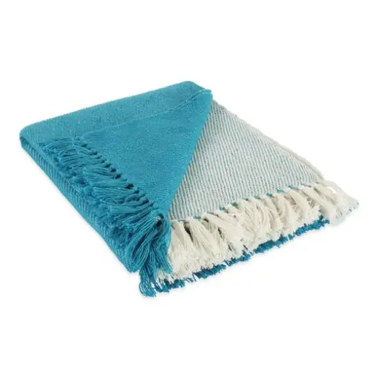 DII&reg; Teal Four Square Woven Throw {1}