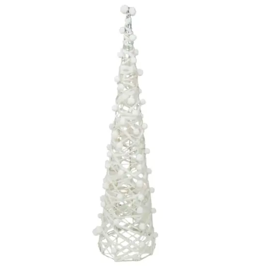 23.5", 31.25", & 39.25" Pre-Lit White & Silver Cone Artificial Christmas Tree Set, Clear LED Lights {7}