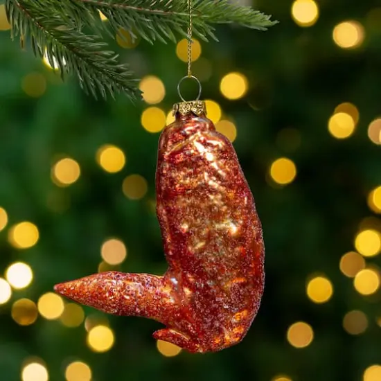4.5" Glitter Glass Buffalo Chicken Wing Ornament {5}