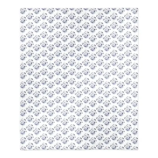 Blue Floral Sherpa Fleece Blanket {1}