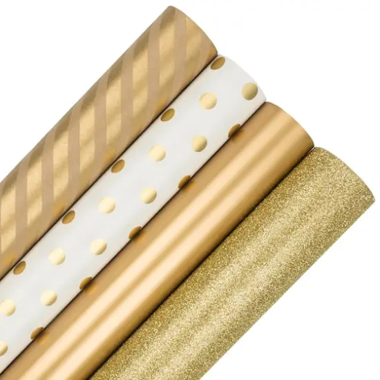 JAM Paper Premium Holiday Everything Gold Gift Wrap, 4ct. {1}