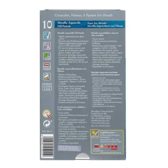 Cretacolor&reg; AquaStic 10 Color Metallic Oil Pastel Tin Set {7}