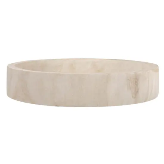 Hello Honey&reg; 17" Whitewashed Round Hand-Carved Decorative Paulownia Wood Tray {5}