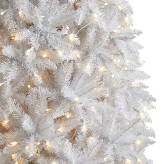 12ft. Pre-Lit Slim White Artificial Christmas Tree, Warm White LED Lights {5}
