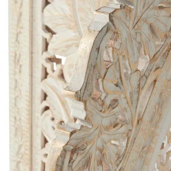 White Mango Wood Eclectic Room Divider Screen, 72 " x 60 " x 2 " {4}