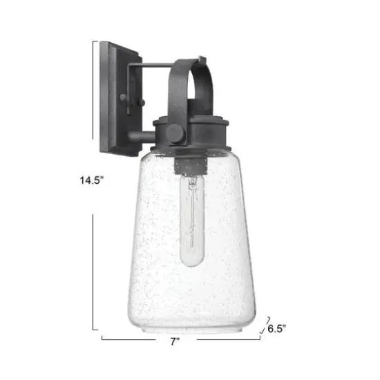 Hello Honey® Gage Distressed Zinc Industrial Tapered Seedy Glass & Metal Wall Mounted Outdoor Light {4}