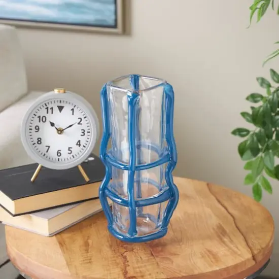 Blue Recycled Glass Vase with Glass Framing {3}