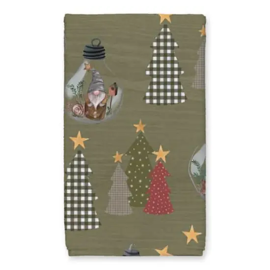 Good Tidings Green Tree & Globe Pattern Tea Towel Set {4}