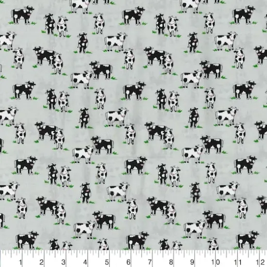 Fabric Traditions Cows on Gray Cotton Fabric {3}