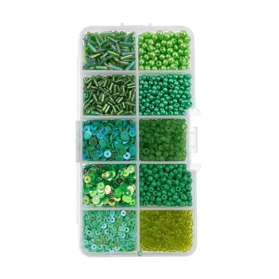 John Bead Mixed Sequins & Beads Kit Green {1}
