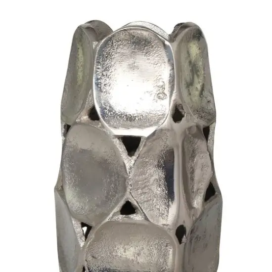 Silver Aluminum Geometric Open Framed Vase Set with Circular Plates {6}