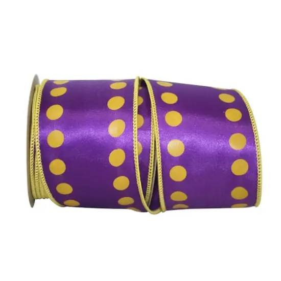 JAM Paper 2.25" x 10yd. Purple Dots Line Wired Ribbon {1}