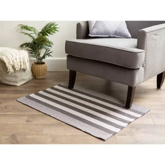 DII&reg; Gray Cabana Stripe Recycled Yarn Rug, 2ft. x 3ft. {4}