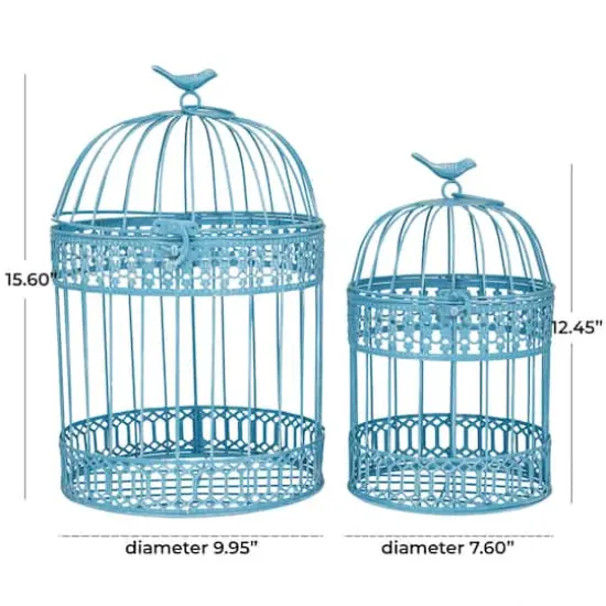 Metal Country Cottage Birdcage Set Blue {7}