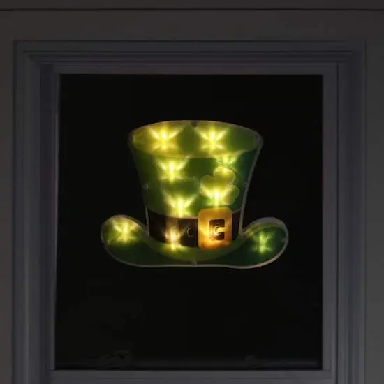 12.5" St. Patrick's Day Leprechaun Hat LED Lighted Window Silhouette {4}