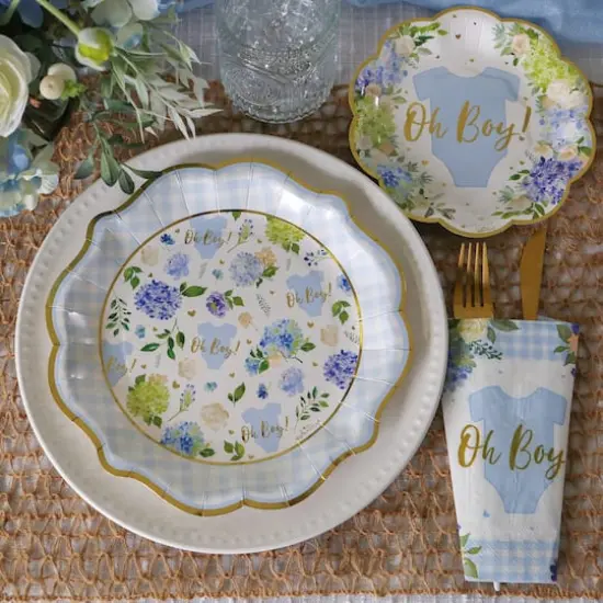 Kate Aspen&reg; Blue Baby Shower Onesie Floral Tableware Set {3}