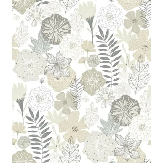 RoomMates Perennial Blooms Peel & Stick Wallpaper Beige {1}