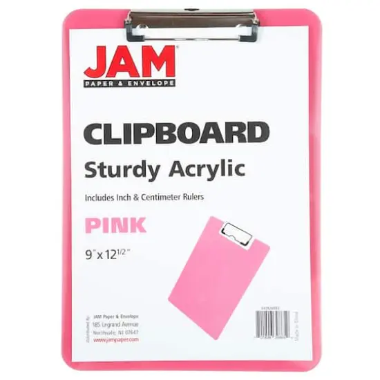JAM Paper Letter Size Plastic Clipboards, 12ct. Pink {4}