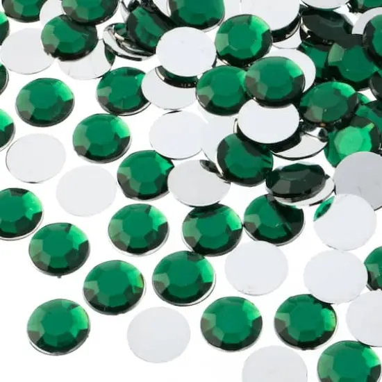 John Bead 12mm Acrylic Round Flat Back Rhinestones, 400ct. Green {1}