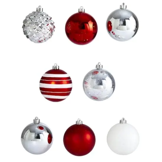 64ct. 3" Red & Silver Shatterproof Ball Ornaments {4}