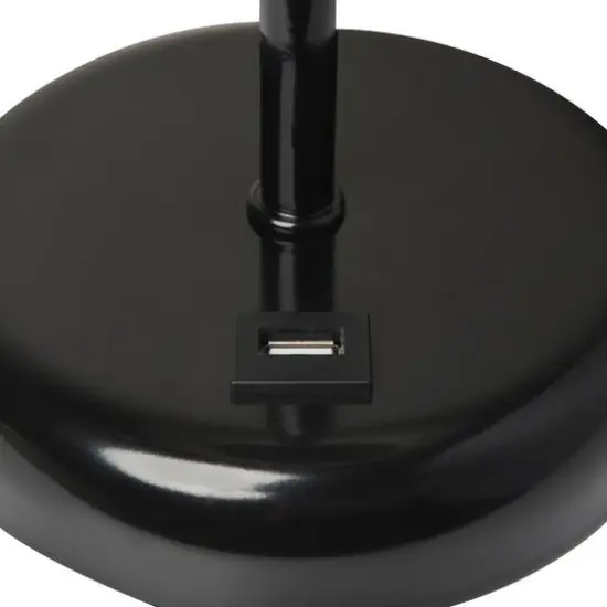 Creekwood Home 19.5" Oslo USB Port Table Lamp Black Base/White Shade {9}