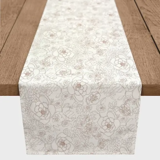 90" Line Floral Cotton Twill Runner Pink {1}