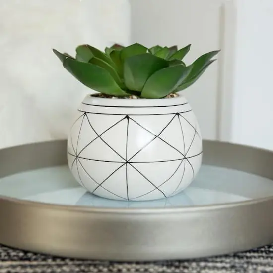 Flora Bunda&reg; 6.5" Succulent In Gold Geo Hand Painted Ceramic Planter {4}