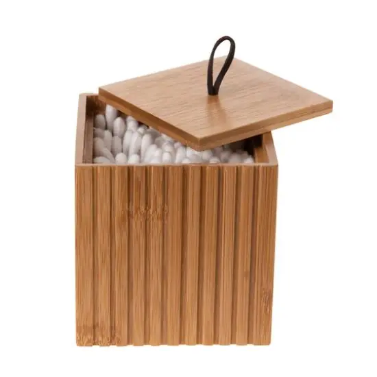 Bath Bliss Small Square Oslo Bamboo Storage Jar {10}