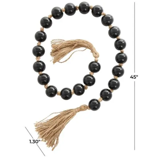 4ft. Glass Handmade Round Beaded Garland with Tassel Black {10}