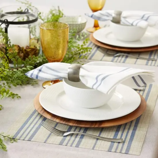 DII® French Blue Striped Farmhouse Woven Placemat Set, 6ct. {5}