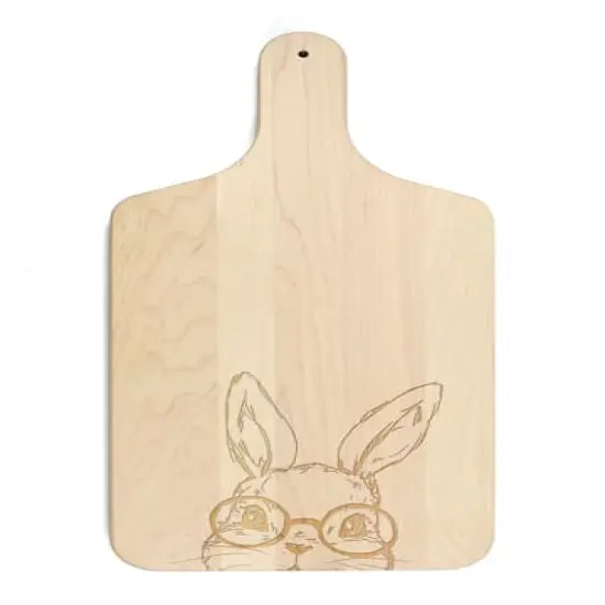 Bunny With Glasses 8" x 17" Maple Paddle Cutting Board {1}