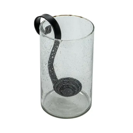 Hello Honey&reg; Clear Reclaimed Hurricane Bubble Glass with Metal Candle Holder {1}