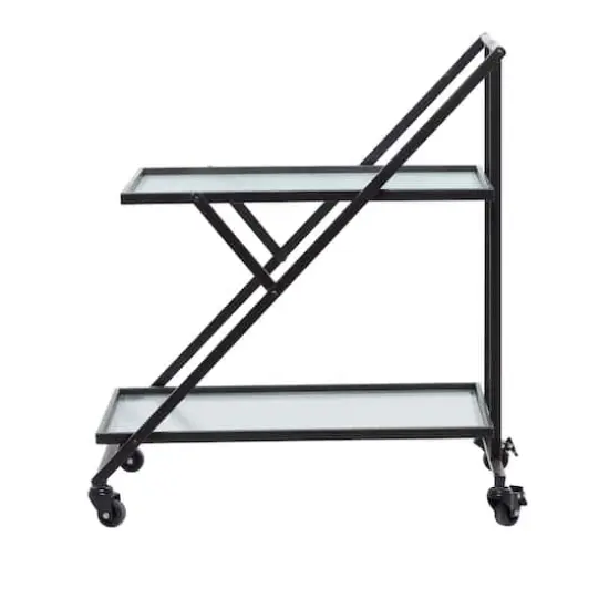 Black Iron Industrial Bar Cart, 32" x 25" x 18" {8}