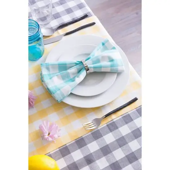 Gray-White Checkers Tablecloth 52" x 52" {6}