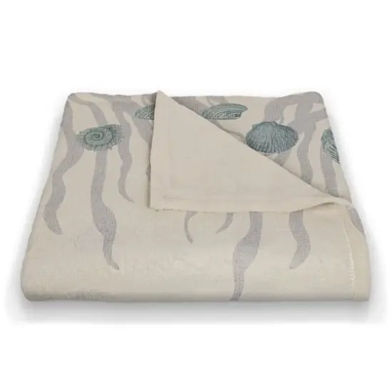 Shell & Border Coral Fleece Blanket Blue {3}