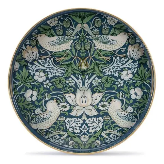 13.5" Blue and Green Round William Morris Tray {4}