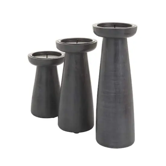Black Wood Modern Candle holder 10",8",6" {3}