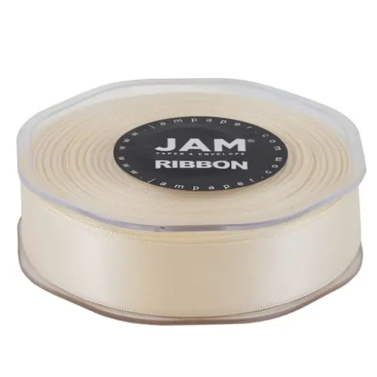 JAM Paper 7/8" x 25yd. Double Face Satin Ribbon Ivory {6}